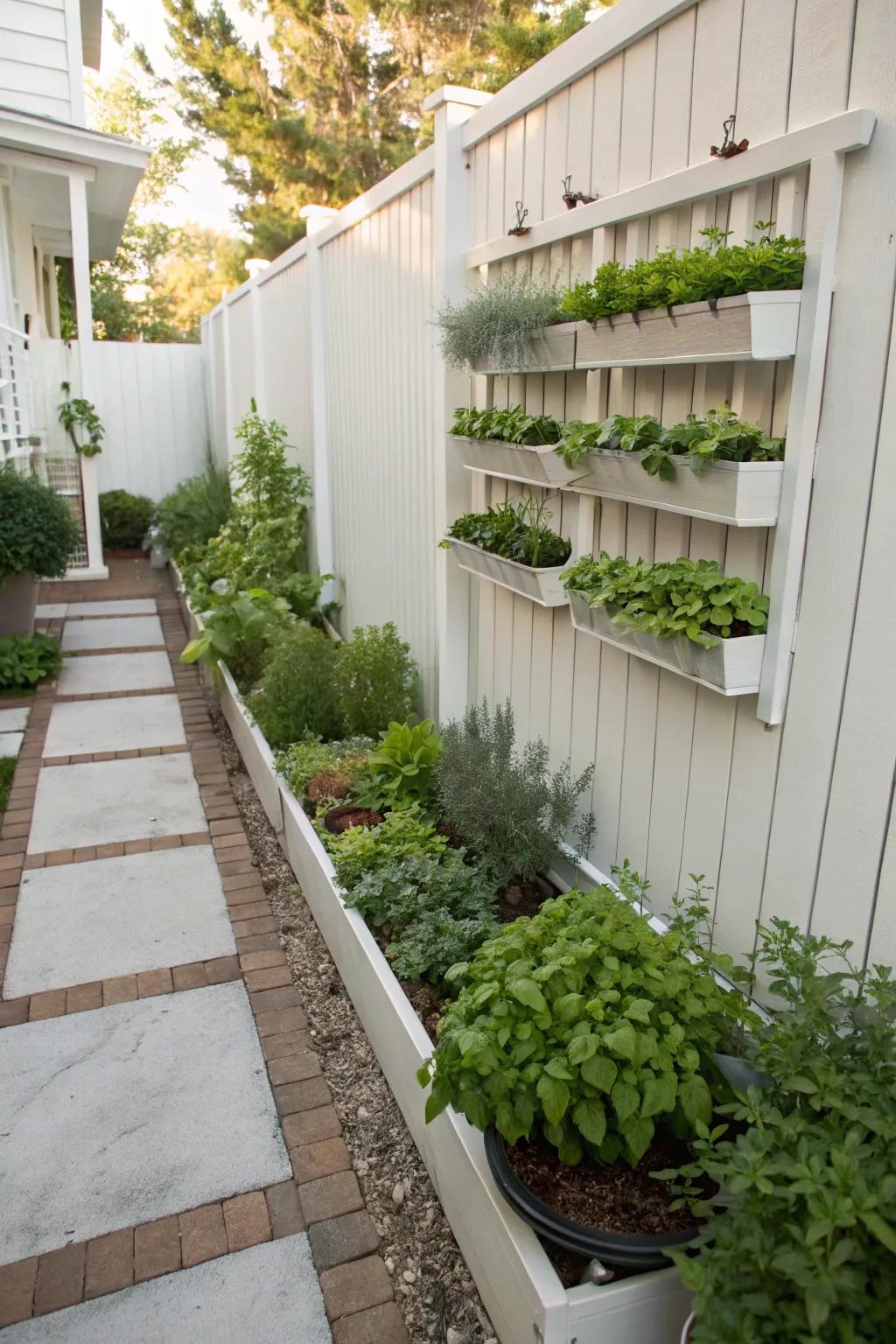 Grow your own herbs in your side yard for a touch of green and flavor.