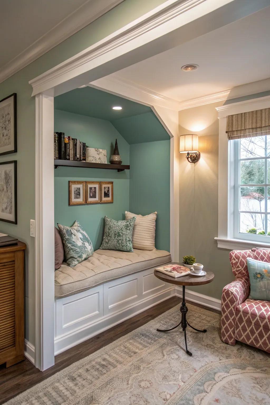Alcoves offer secluded and cozy spaces.
