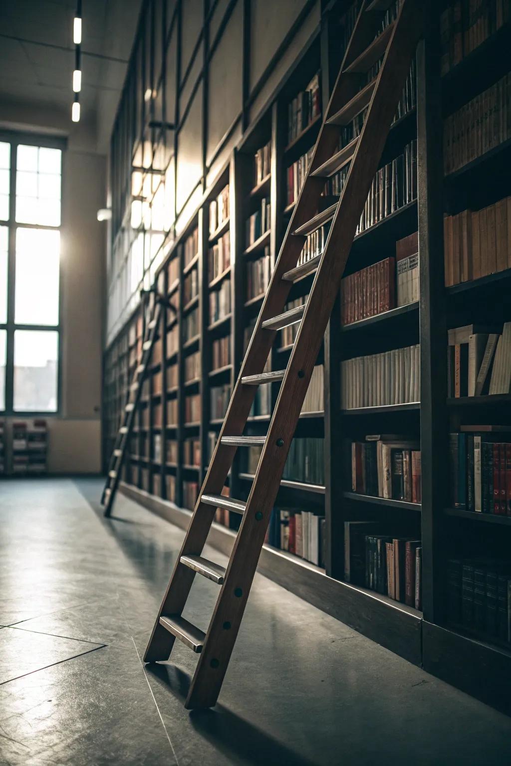 A library ladder adds classic charm and functionality.