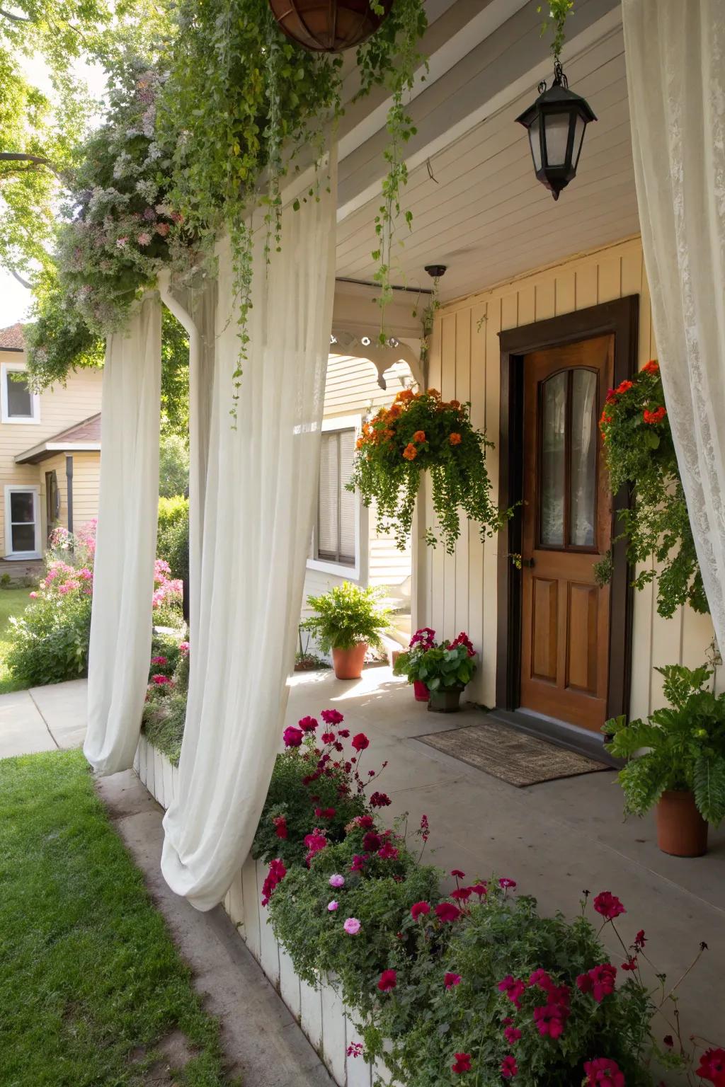 Curtain planters add a refreshing touch of nature to your porch.