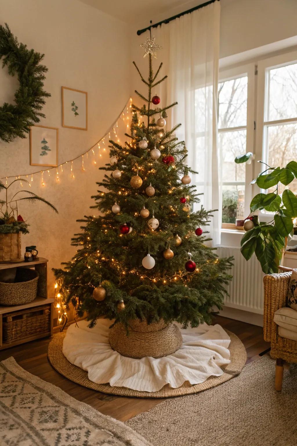 Recycled paper offers a chic and sustainable tree skirt option.