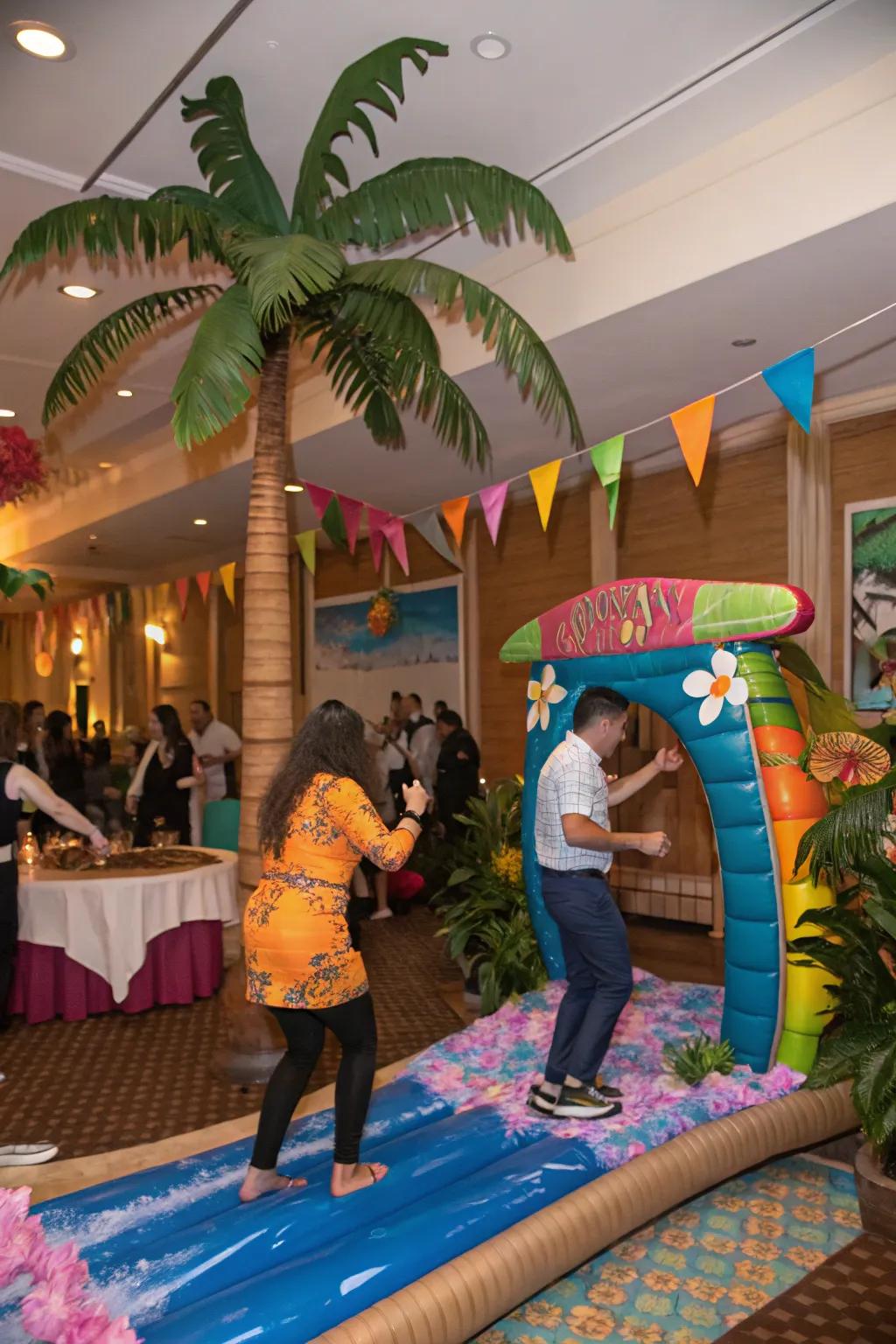 A surf simulator transports the beach experience directly to your celebration.