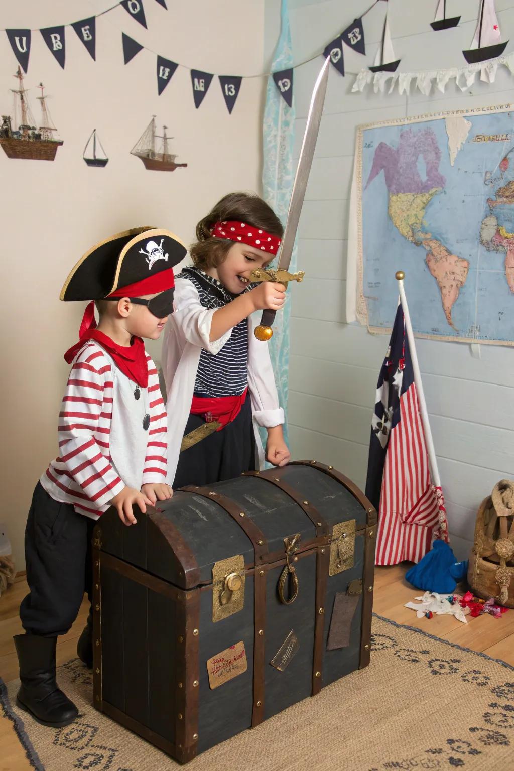 Ready to sail: twins as pirates.