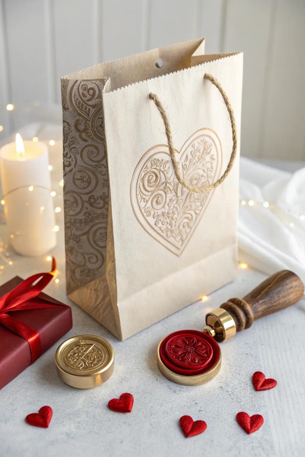 Vintage Valentine's bag sealed with a wax stamp.