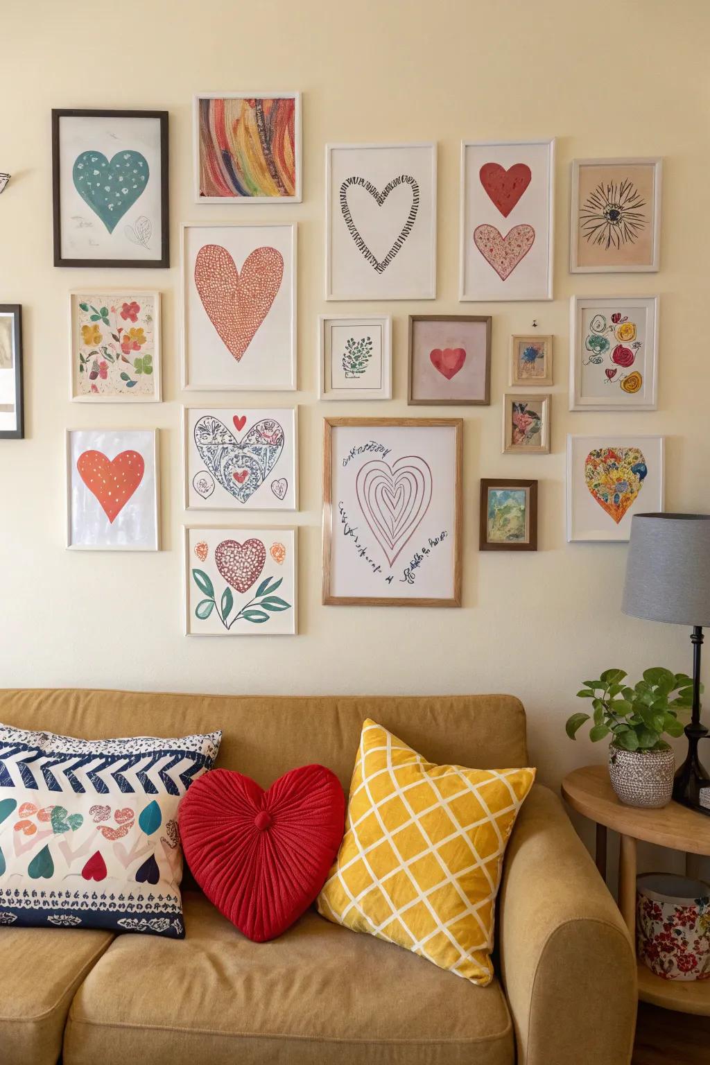 Make a statement with heart-themed wall art for Valentine's Day.