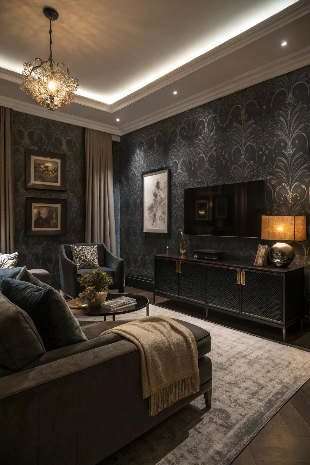 Create drama with dark tones for a sophisticated and intimate setting.