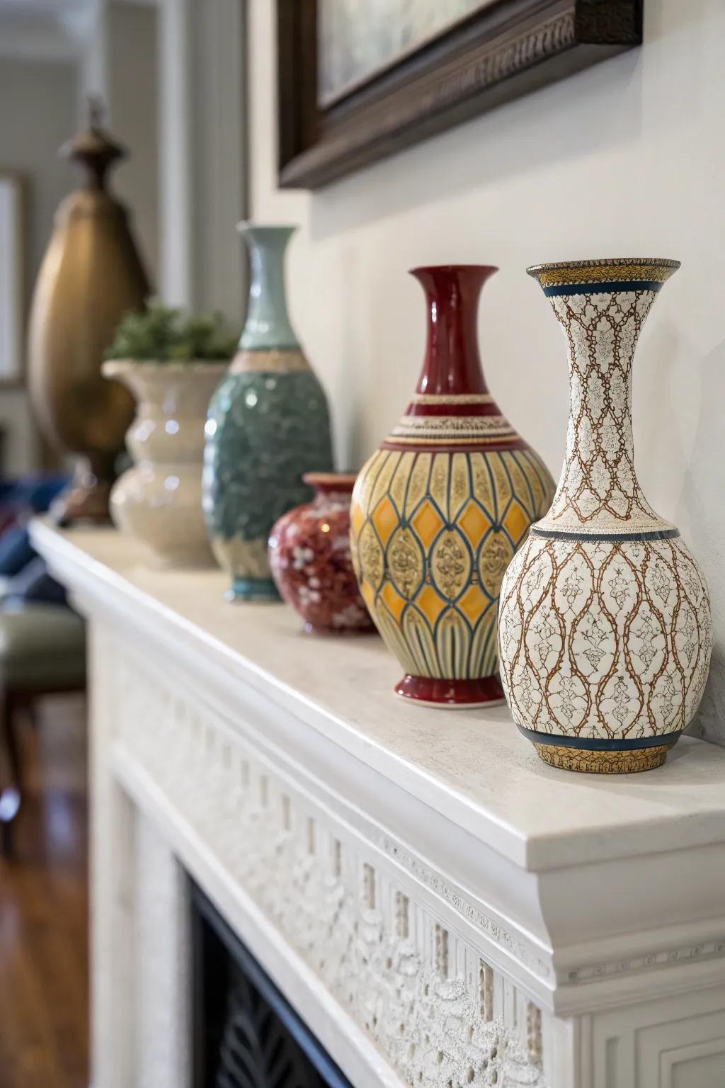 Include ceramic vases to enhance.