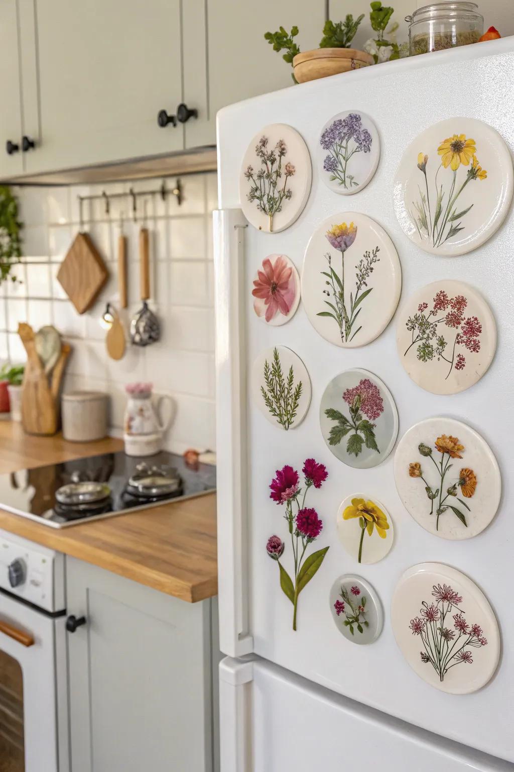 Flower magnets bring a touch of nature indoors.