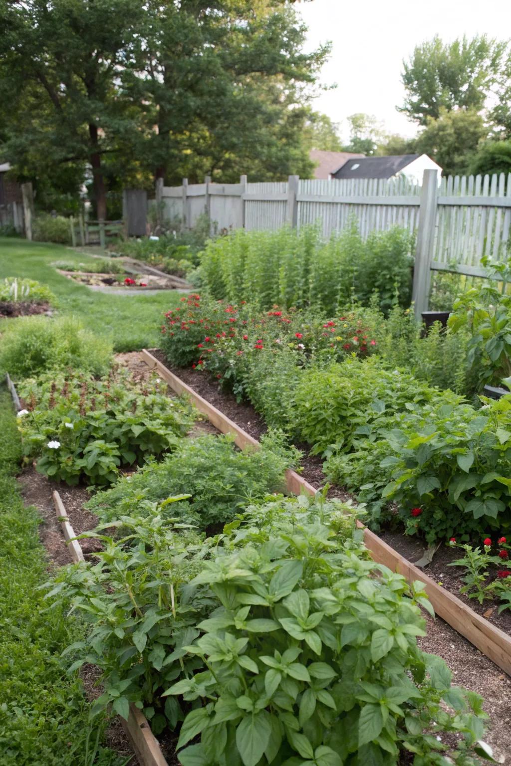 Food-producing plants offer both visual appeal and fresh produce.