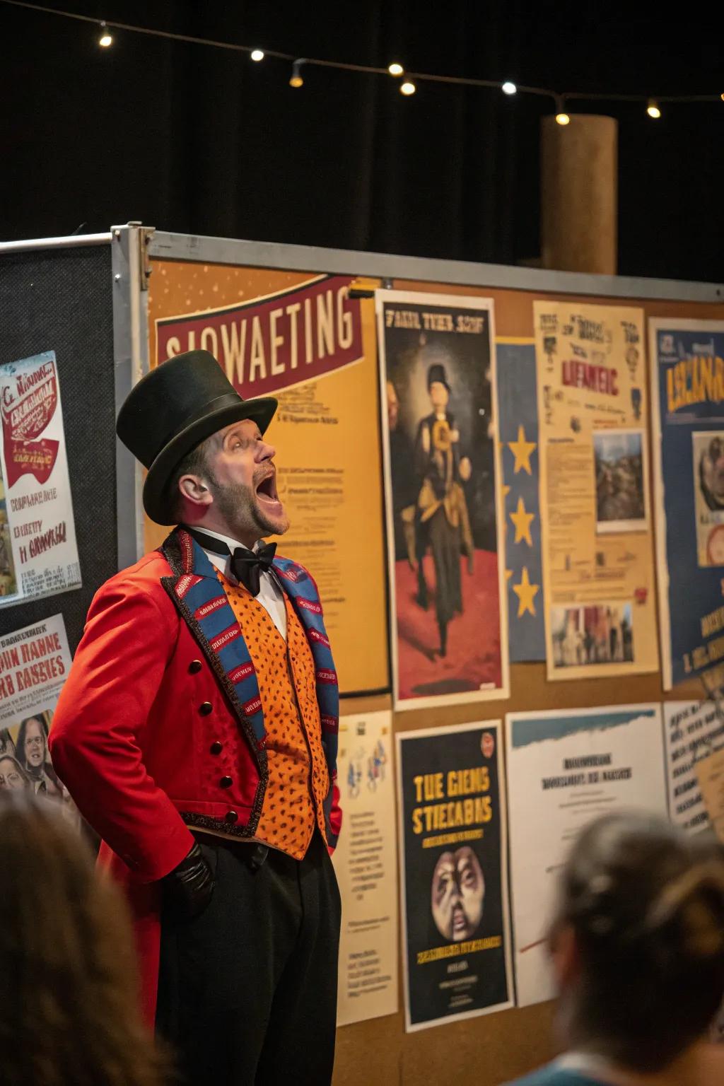 The ringmaster takes center stage, commanding attention on the carnival-themed board.