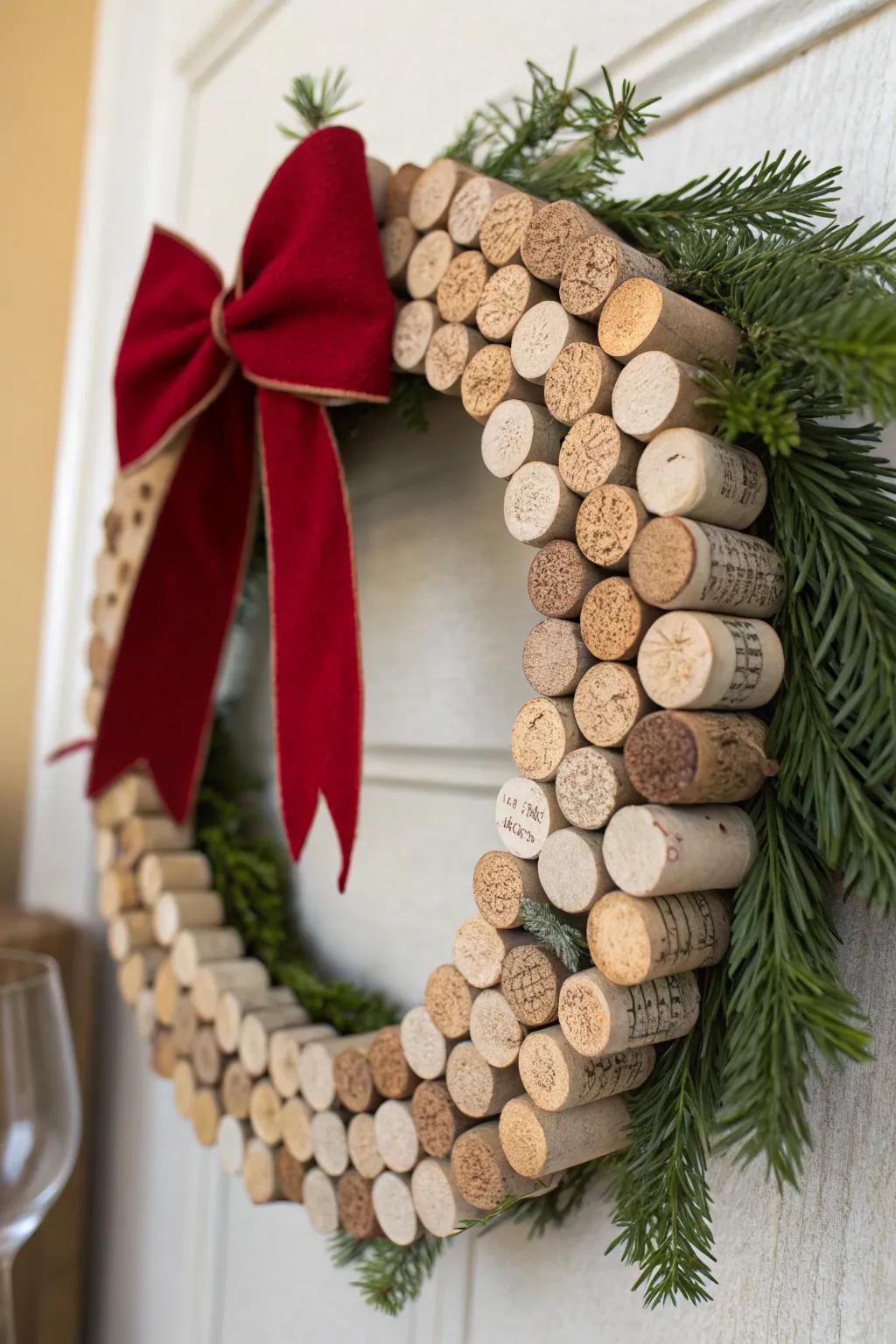 A unique wine stopper garland that introduces a rustic allure to any vicinity.