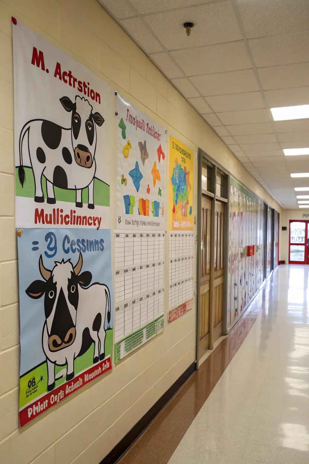 A 'Cow-nting Our Pathway to Triumph' display for math learning