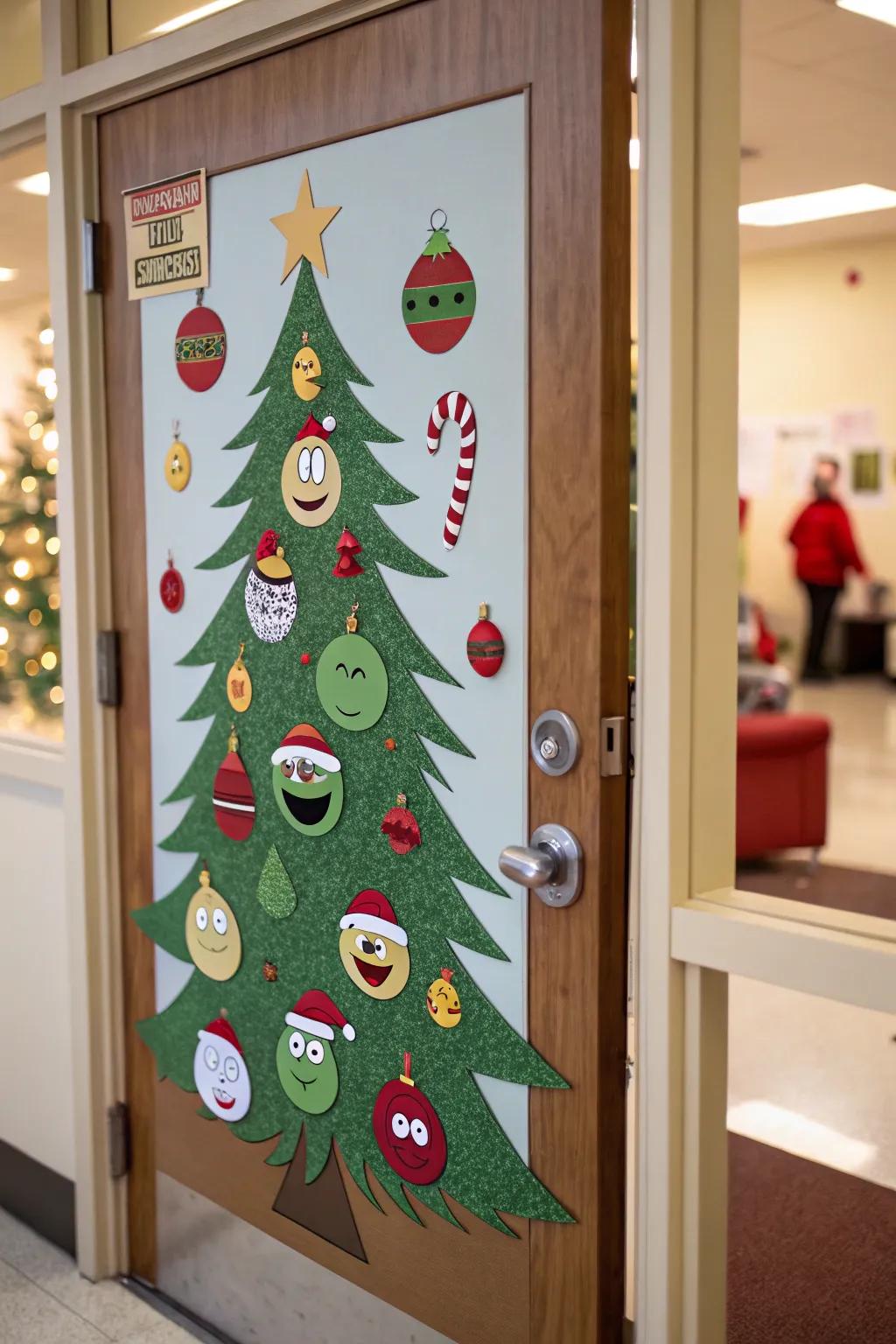 A 3D Yuletide fir cutout introduces depth and enjoyment to your festive entrance.