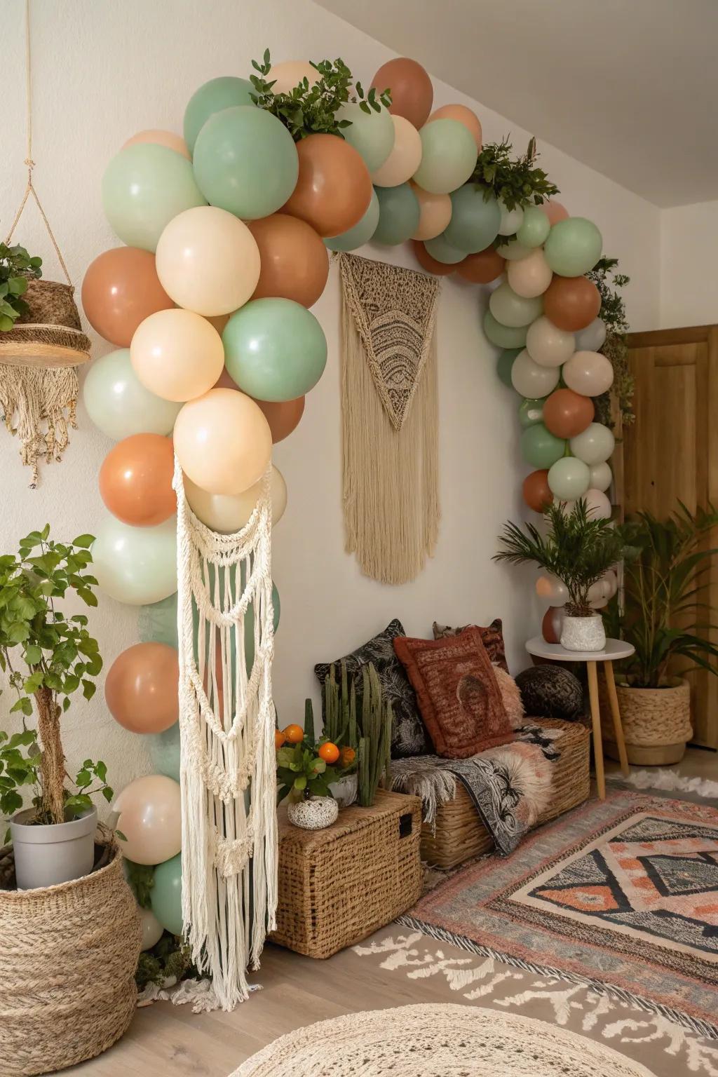 Relaxed and stylish boho chic balloon garland.