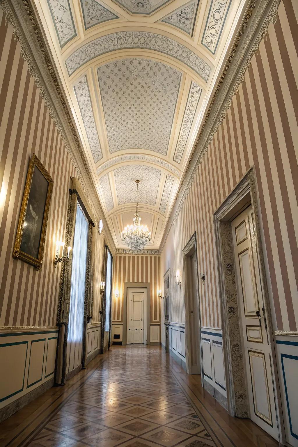 Striations manipulate perceptions of space, imparting depth and height.