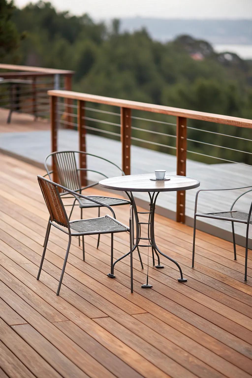 Modern minimalism creates a sleek deck design.