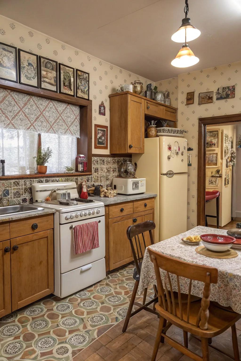 Old time prints add a bit of the past to your kitchen.