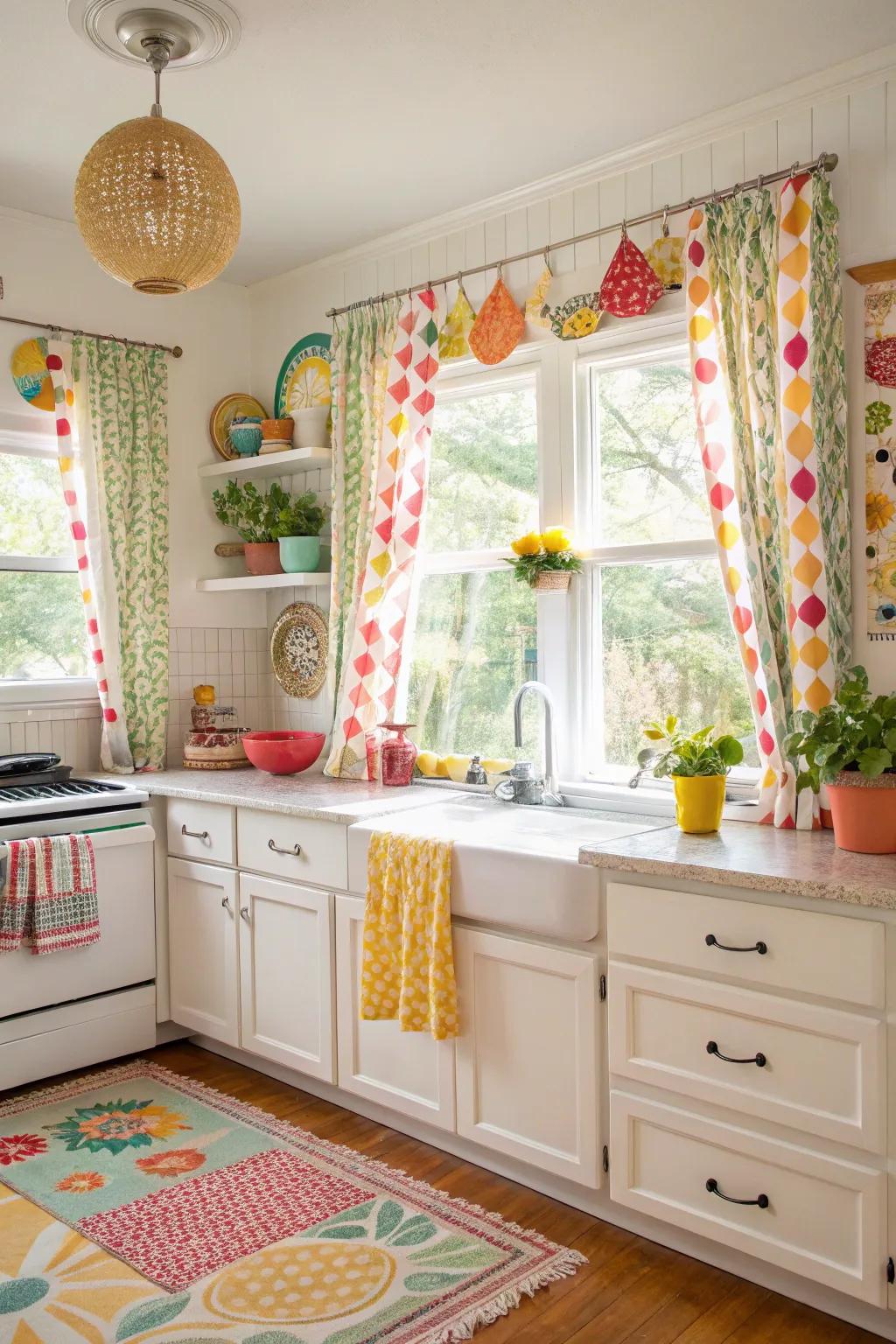 Whimsical patterns create a lively atmosphere in your kitchen.