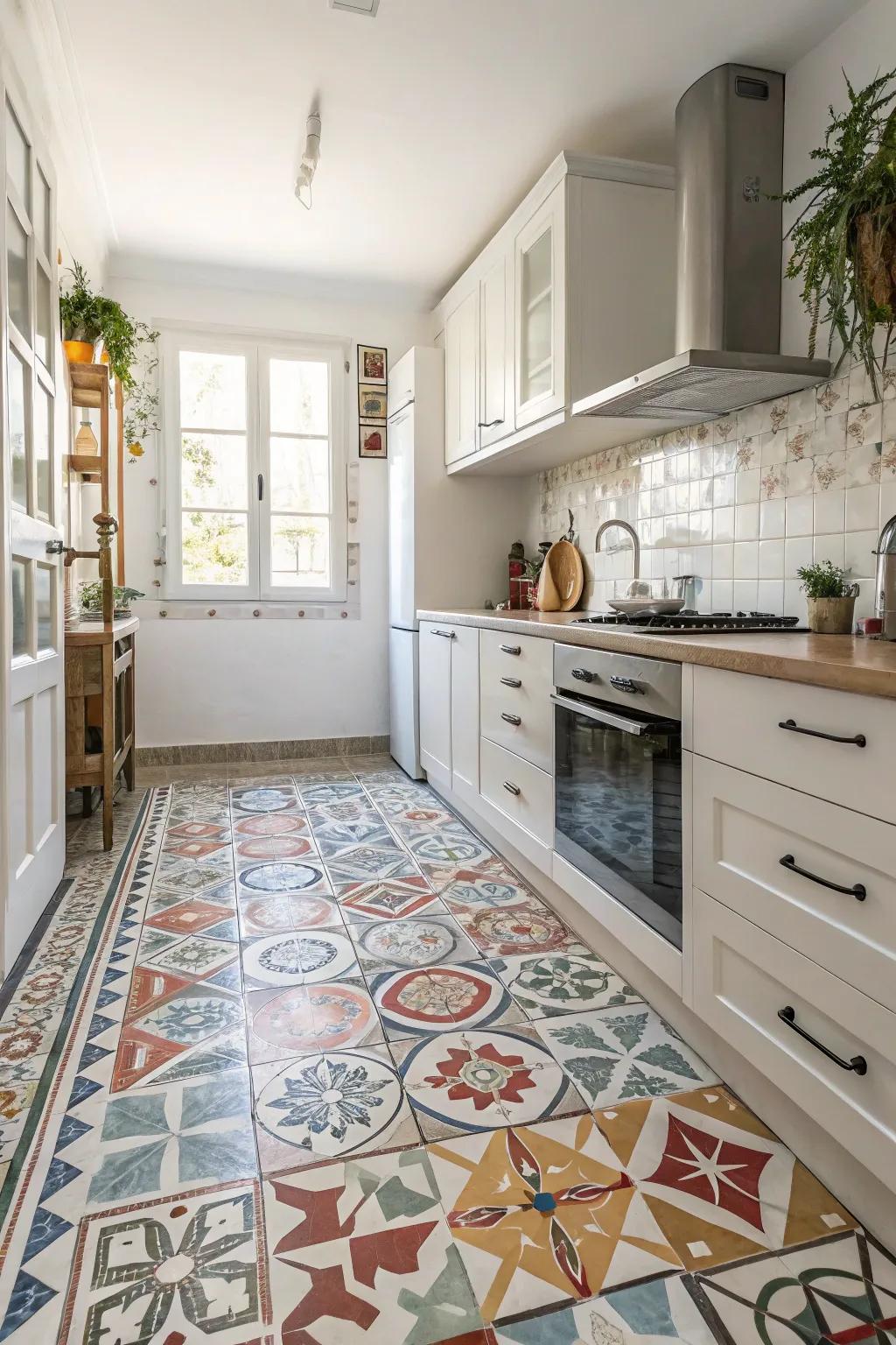 Add intrigue with geometric tile designs.