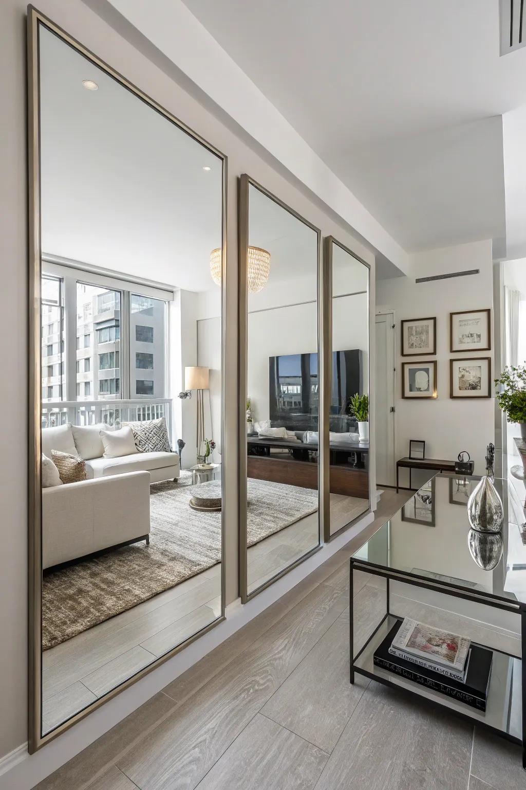 Mirrors can make your apartment feel more spacious.