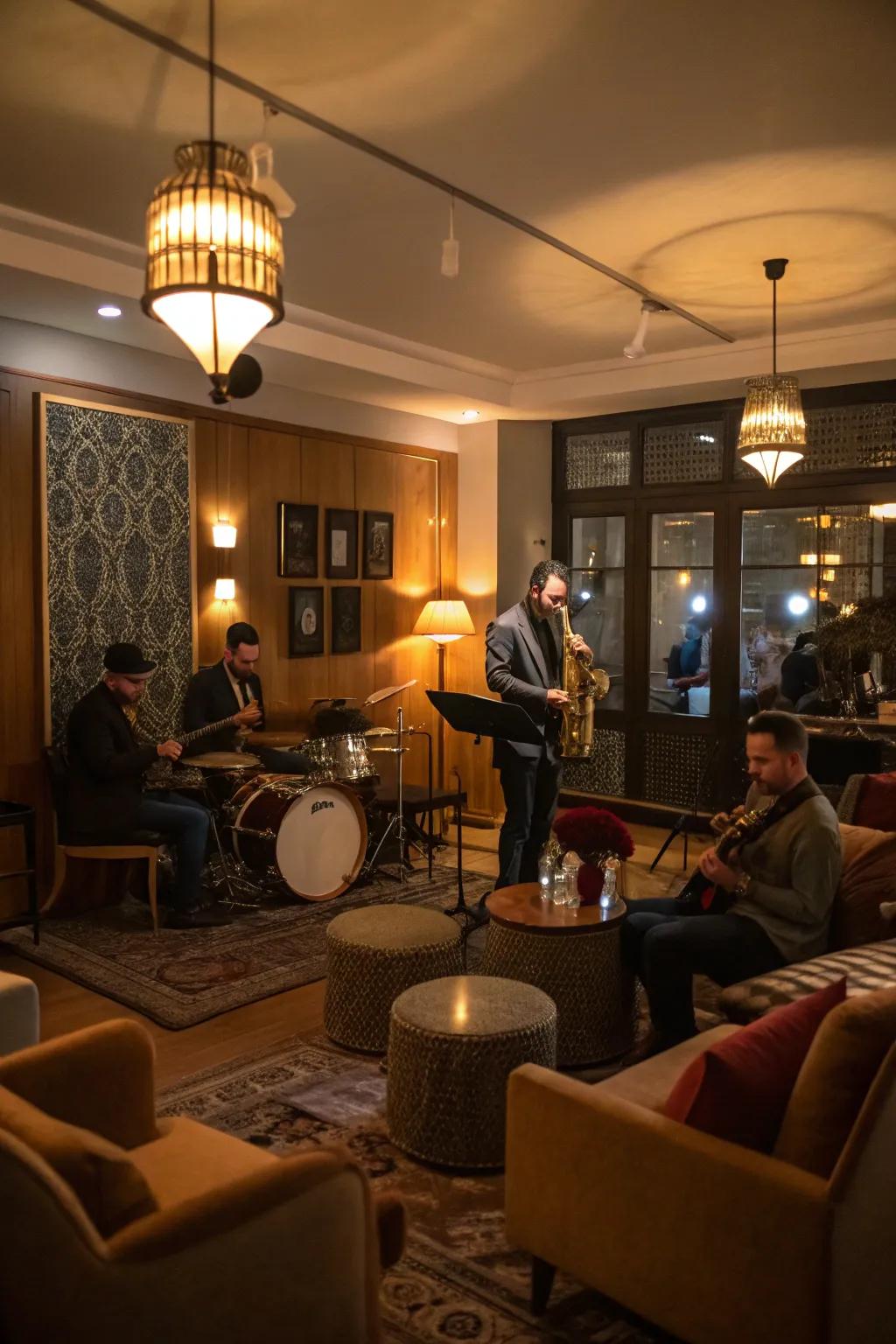 Step back in time with a Gatsby-inspired jazz lounge.