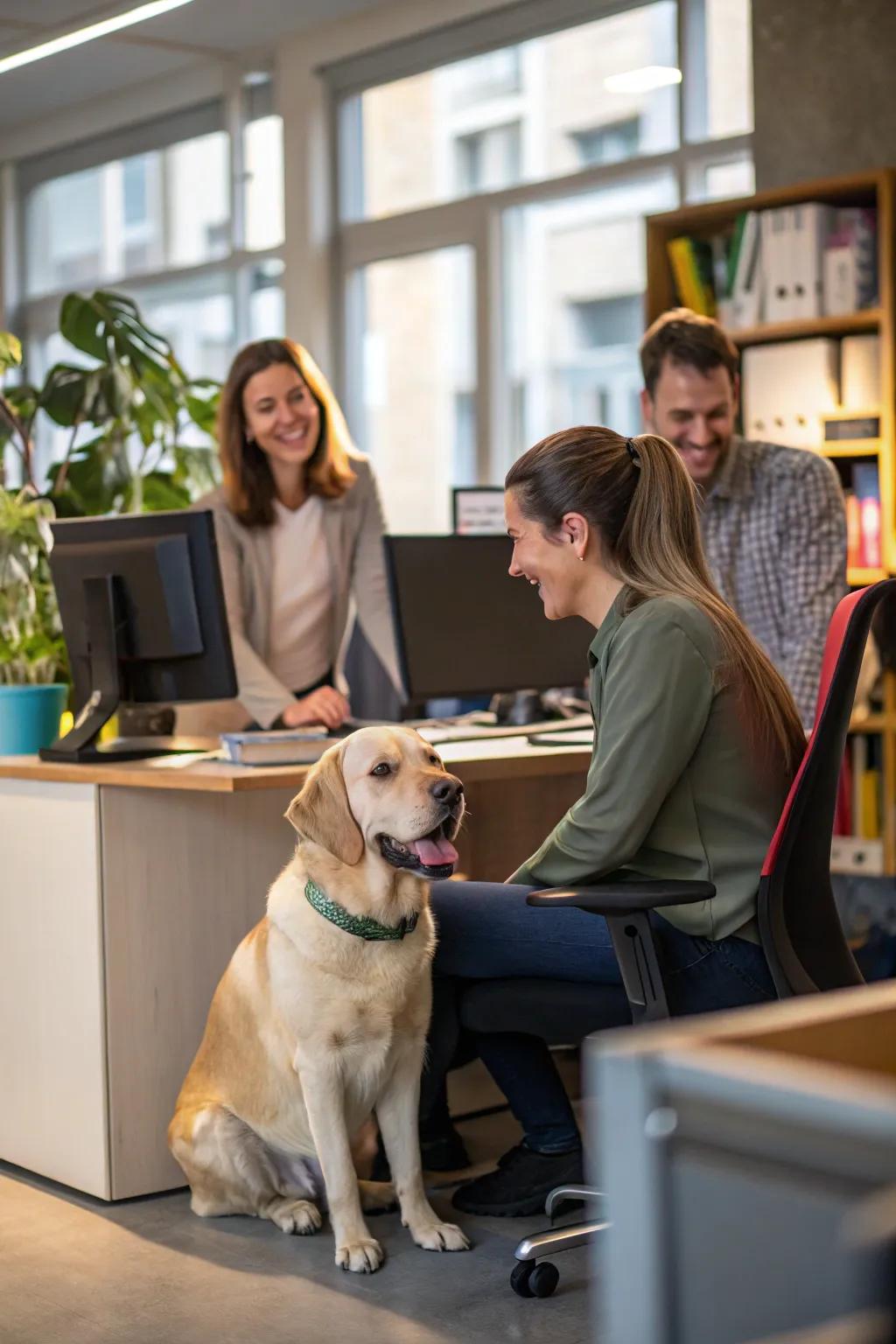 Brighten the office atmosphere with a pet-friendly policy.