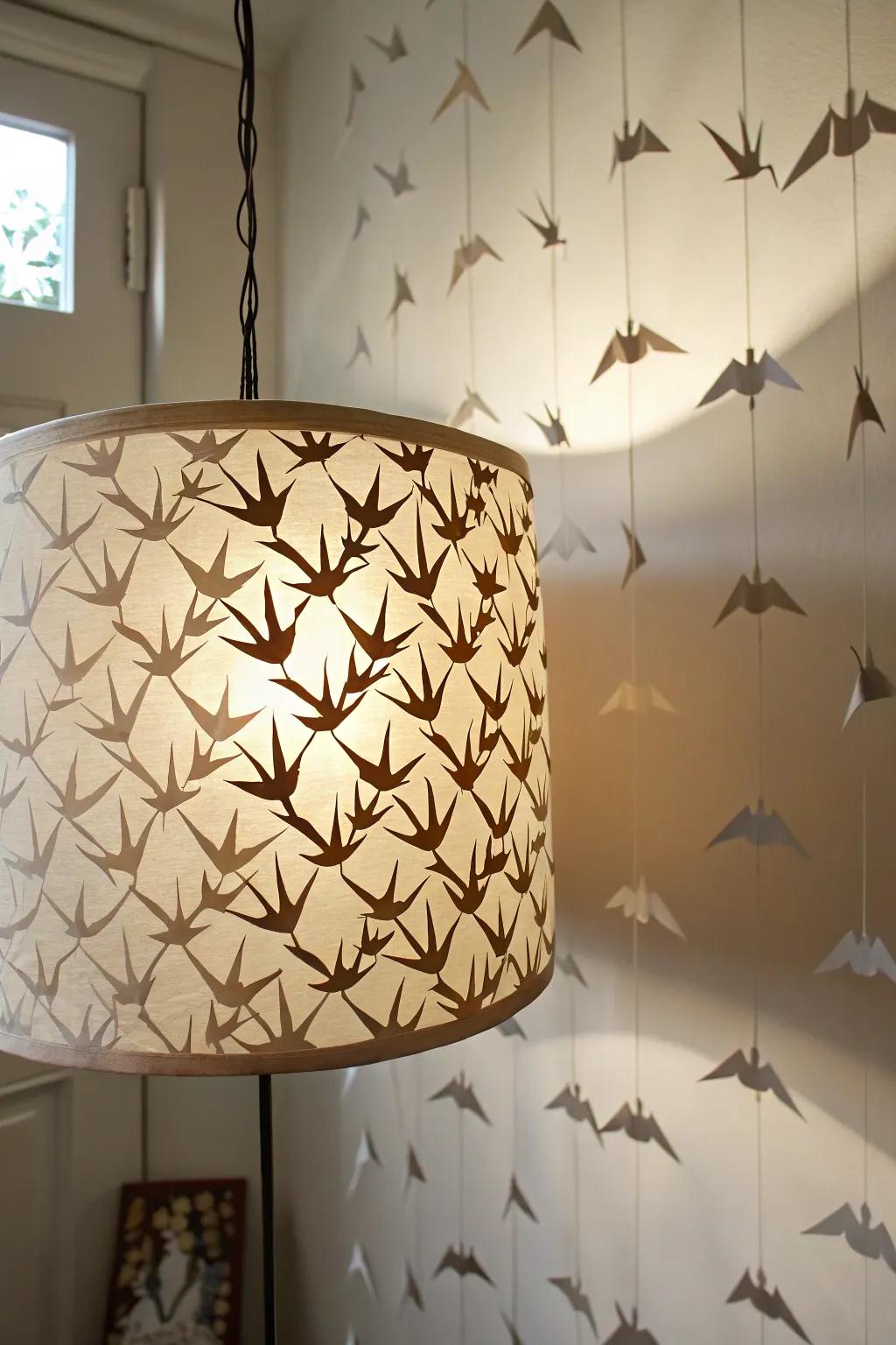 A light diffuser that captivates with avian shadows.