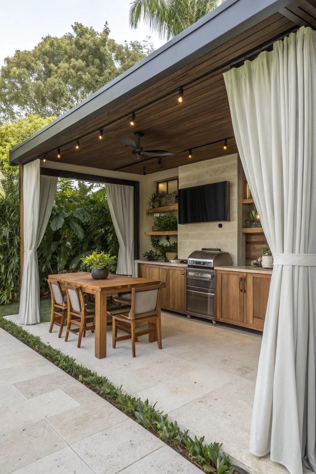 Turn your backyard into a retreat with a cabana-style outdoor TV setup.