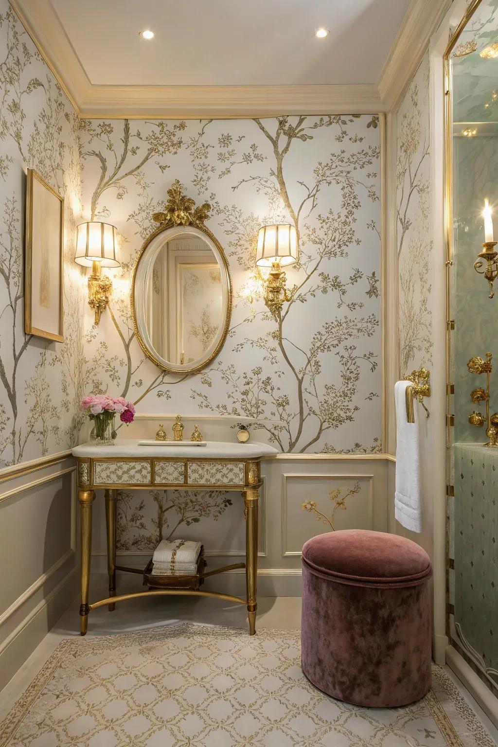 Classic chinoiserie adds timeless elegance to your washroom.