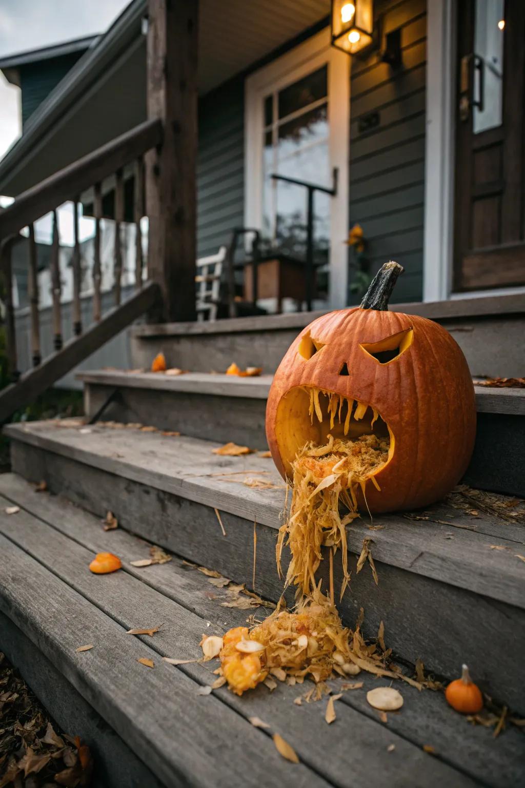 A toupée pumpkin adds a humorous twist to your Halloween decor.