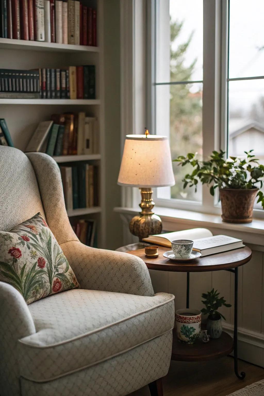 A peaceful corner can be your personal retreat for reading.