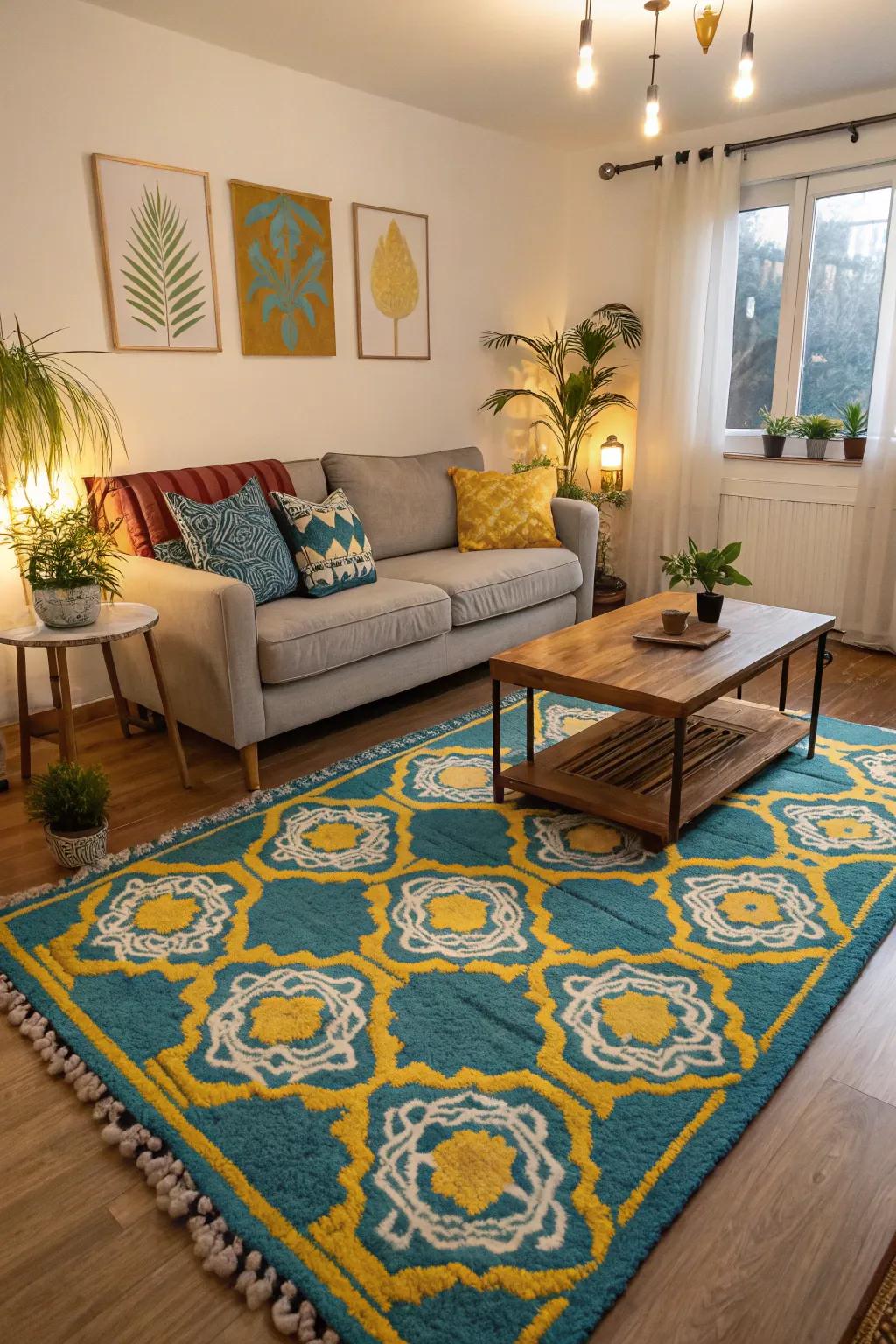 A bold rug can tie your room together beautifully.