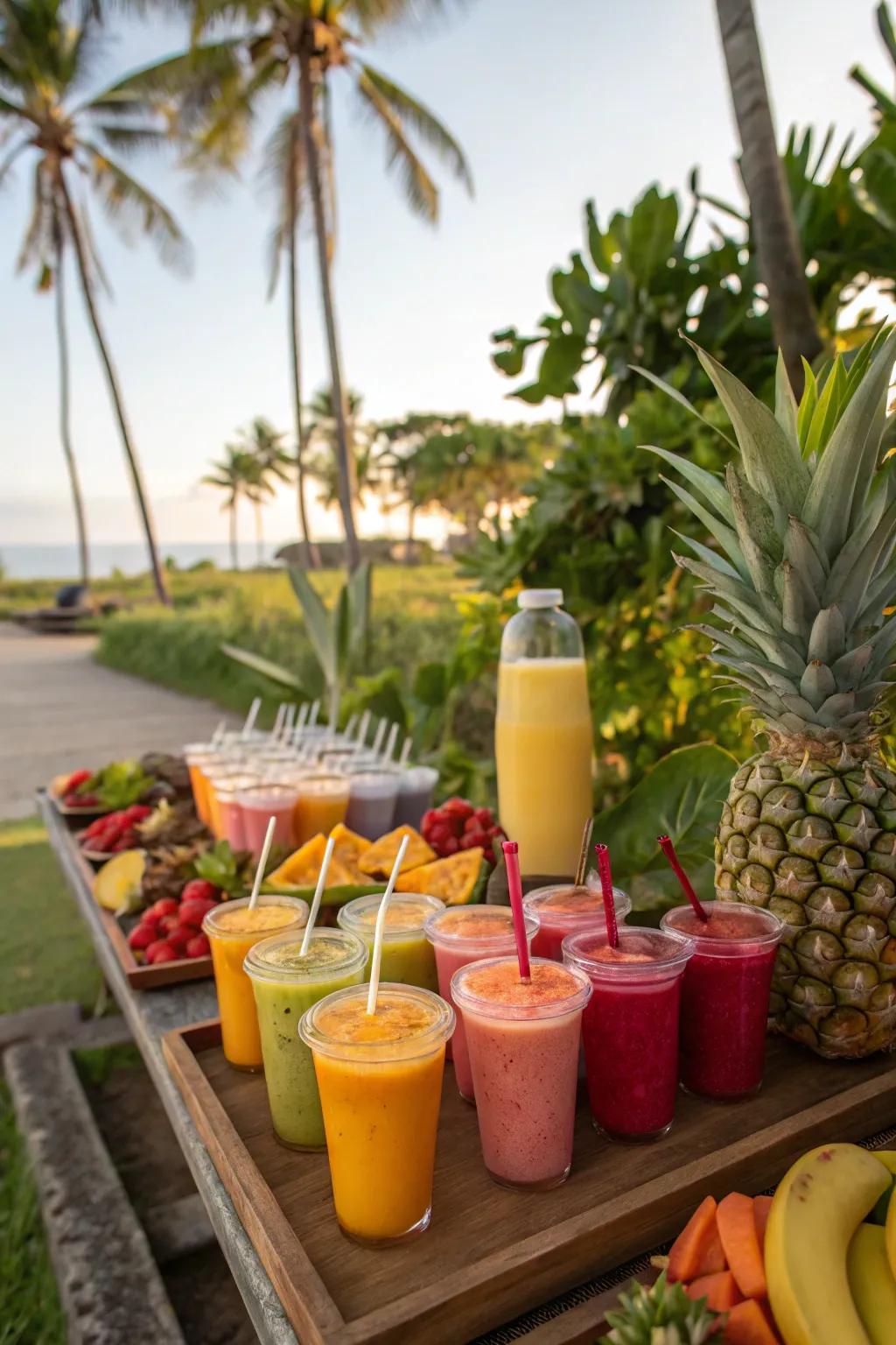 Invigorating fruit smoothies are an essential component of any celebration.