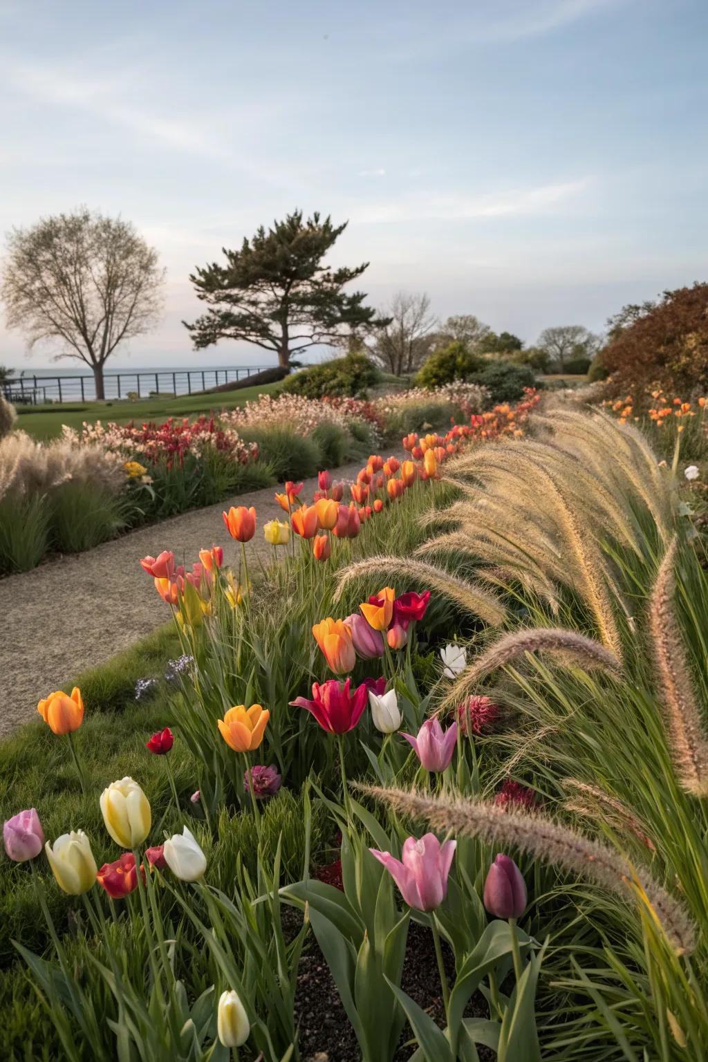 Dynamic textures: Tulips with grasses.