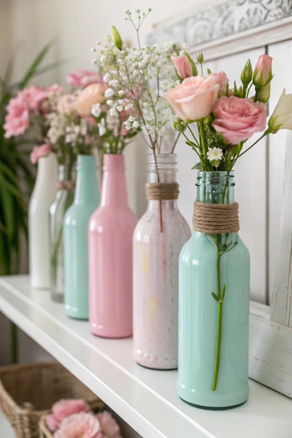 Create whimsical decor with love potion bottles for a touch of magic.