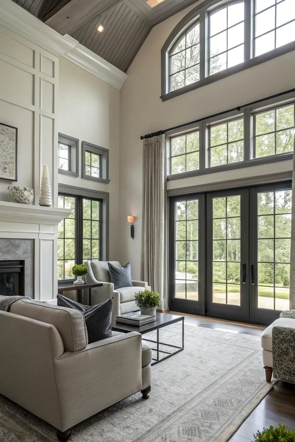 Anthracite trim introduces urban sophistication to a living space.