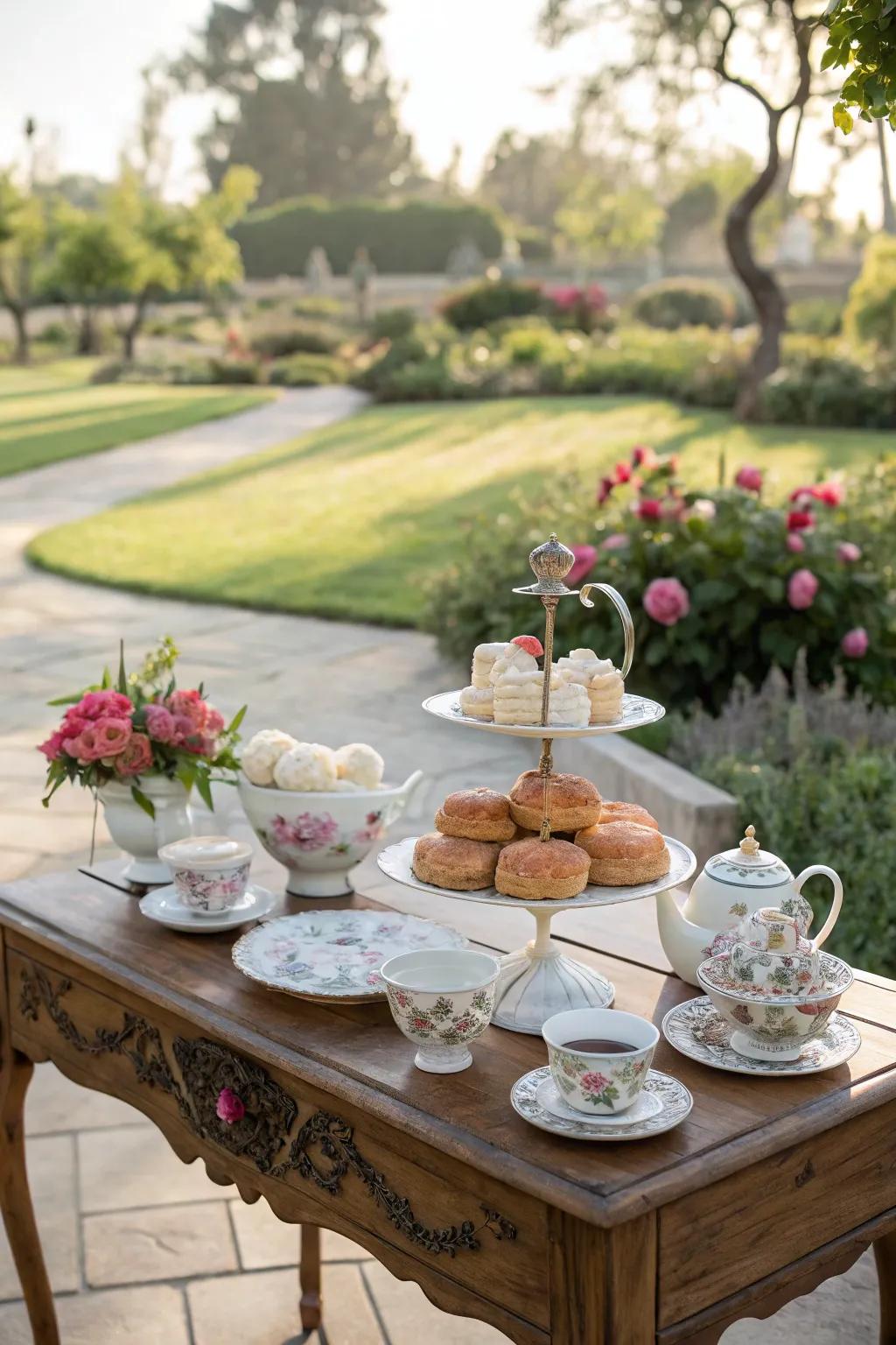 Enjoy a delightful garden tea party with friends.