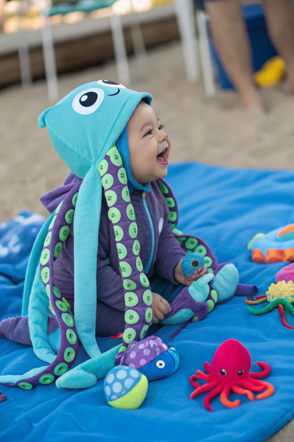 This little octopus is ready for an ocean of fun.