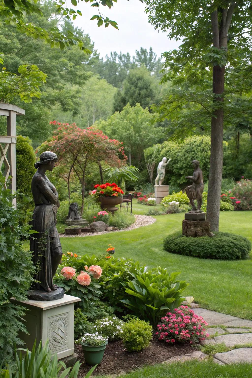 Garden figures add an artistic flair to your easement.
