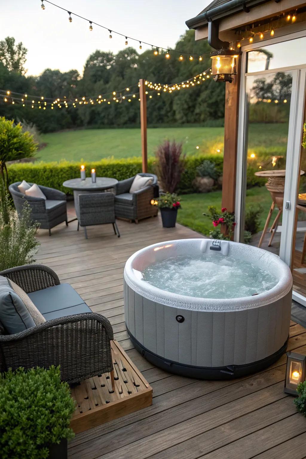 Portable hot tubs offer flexibility and ease for your backyard setup.