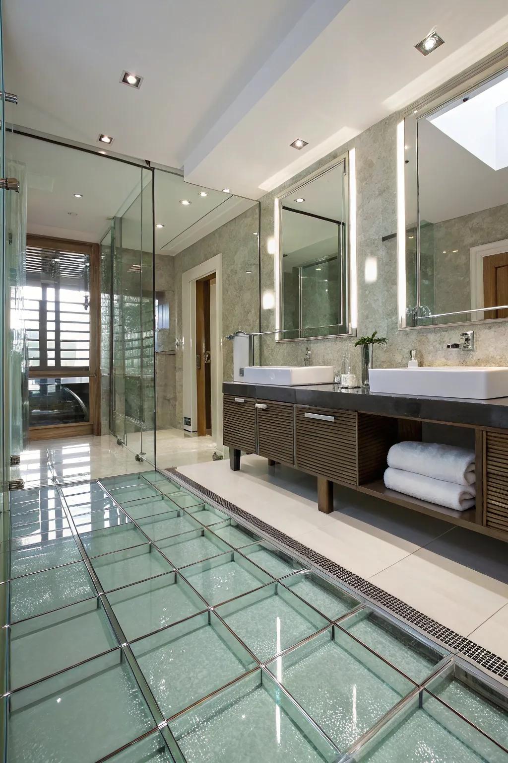 Clear tiles make a smooth and modern feel.