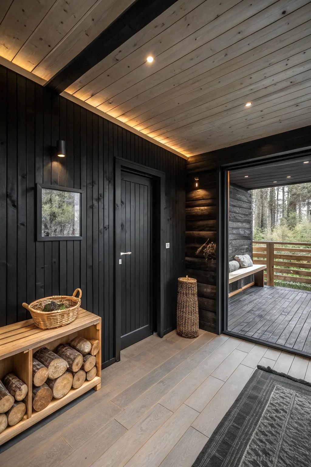 Dark-stained timber introduces warmth and authenticity.