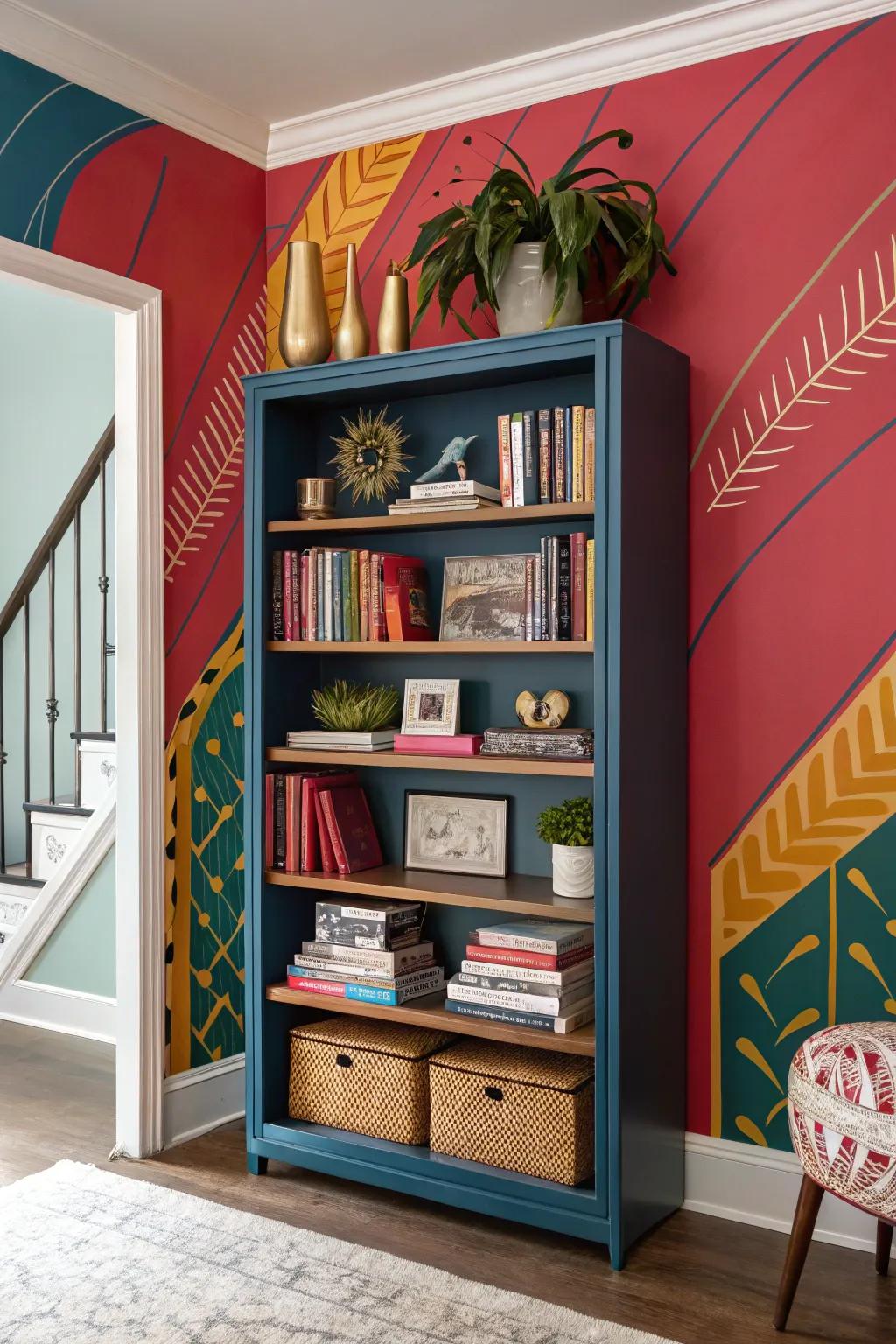 Make a statement with a bold backdrop for your bookcase.