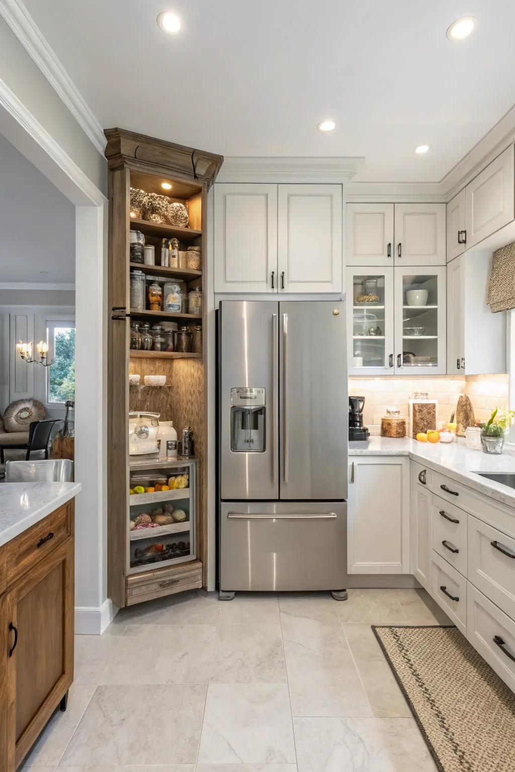 Expandable cabinets provide flexible storage solutions.