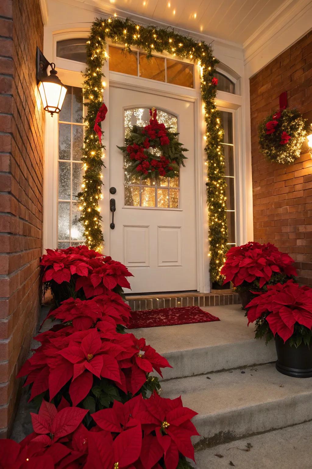 Vibrant poinsettias bring elegance and color to this festive entry.