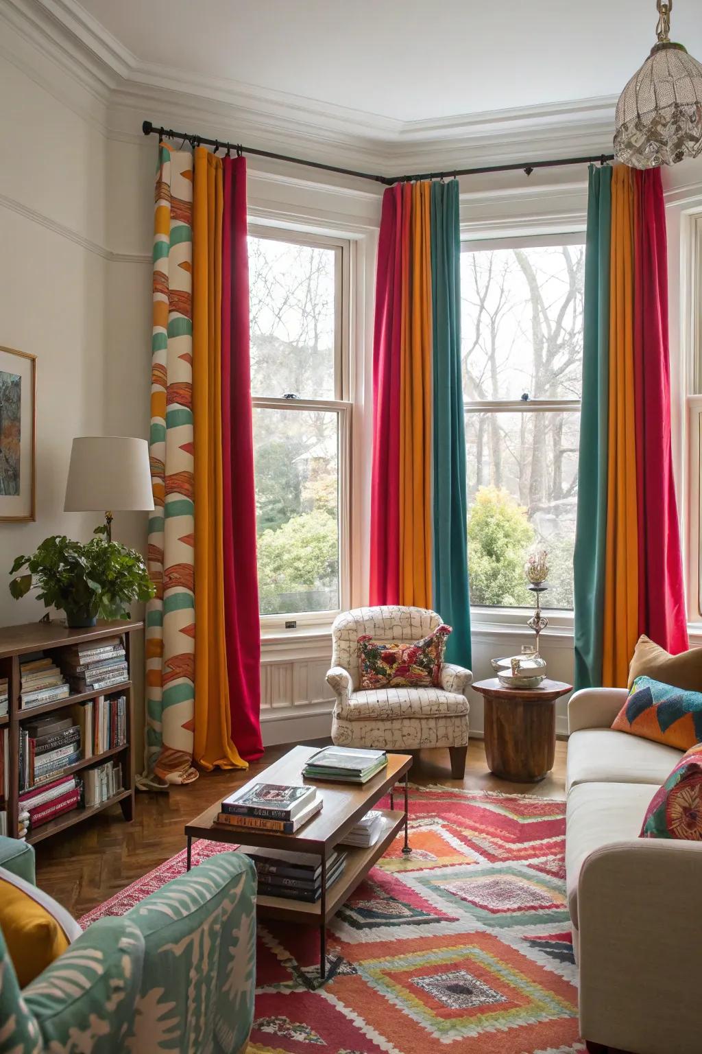 Striking drapes add vibrancy and a dynamic component to your décor.