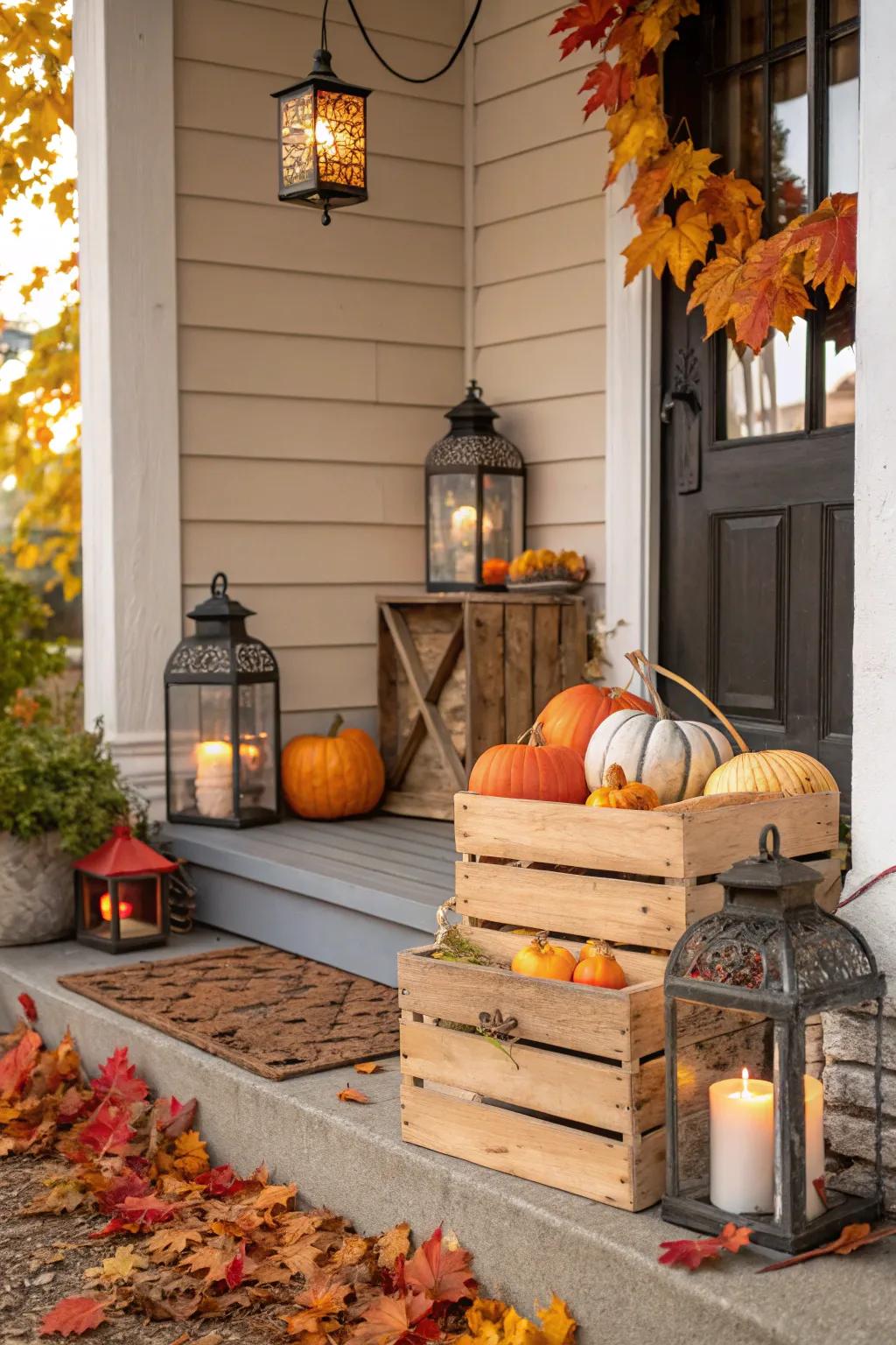 Time-honored pieces add charm and history to a fall-themed entryway.