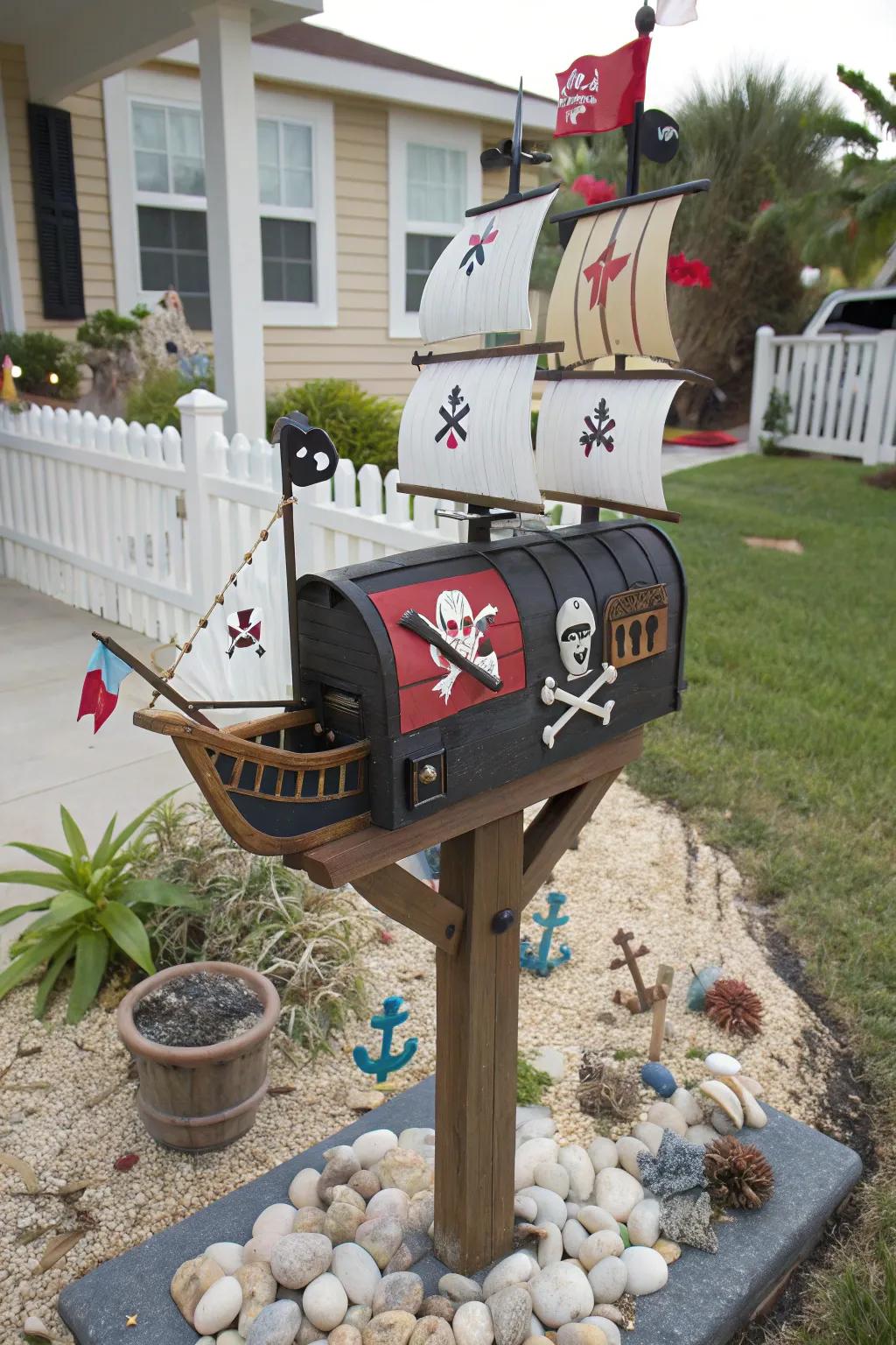 A pirate vessel mailbox that's a swashbuckling inclusion to any terrain.