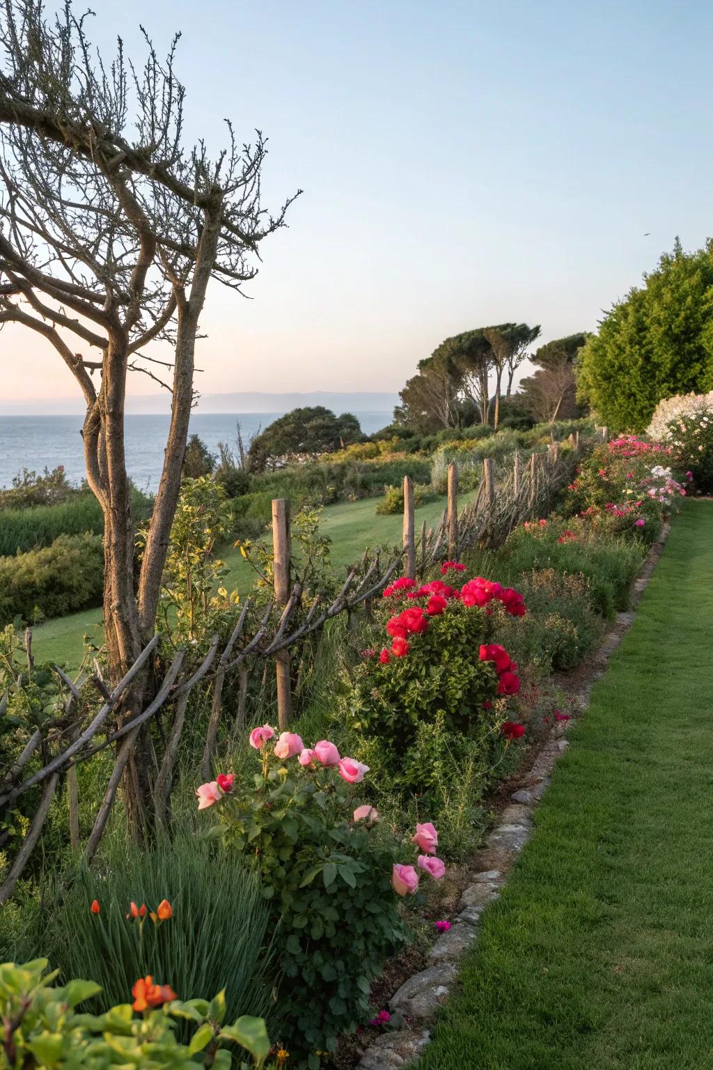 Thorny shrubs create a natural, living fence that enhances garden security.