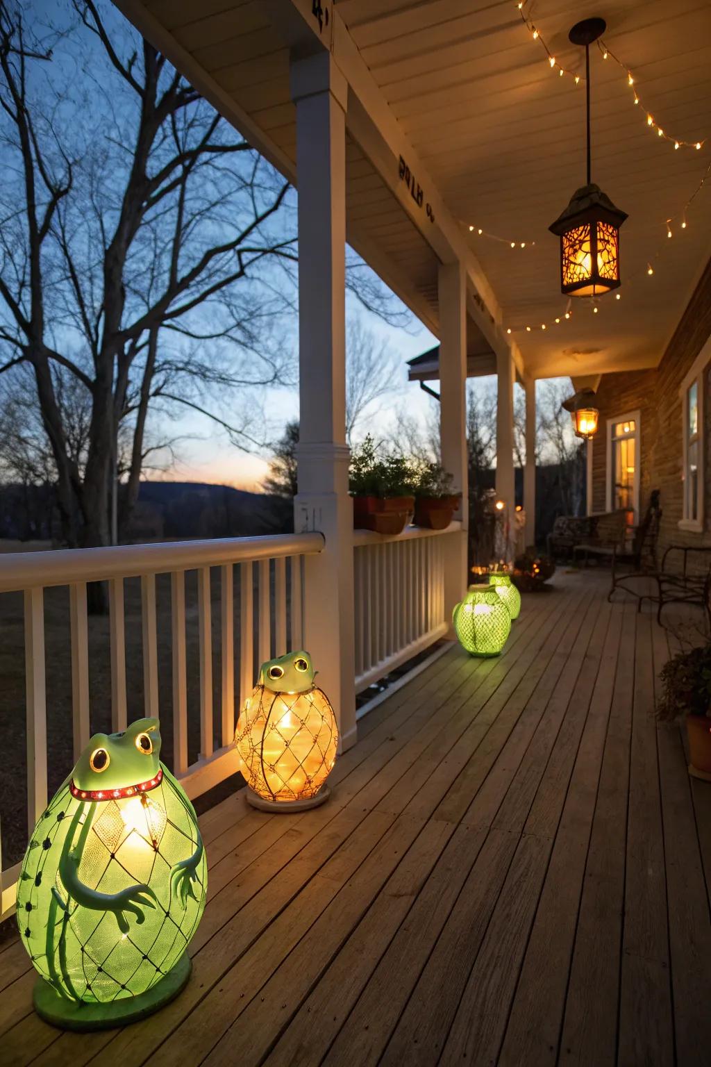 Amphibian lanterns illuminate your space with a bewitching radiance.